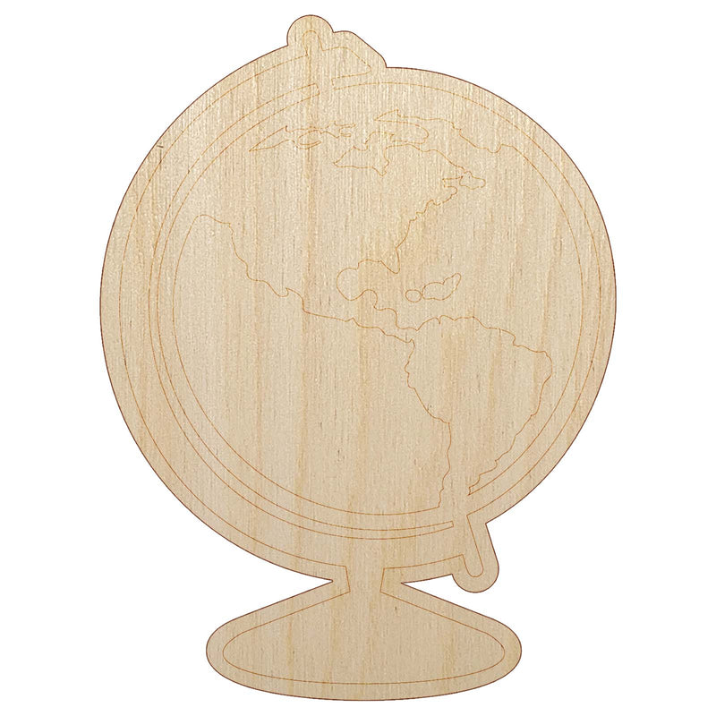 Explorer World Globe of Planet Earth Unfinished Wood Shape Piece Cutout for DIY Craft Projects