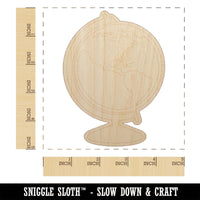 Explorer World Globe of Planet Earth Unfinished Wood Shape Piece Cutout for DIY Craft Projects