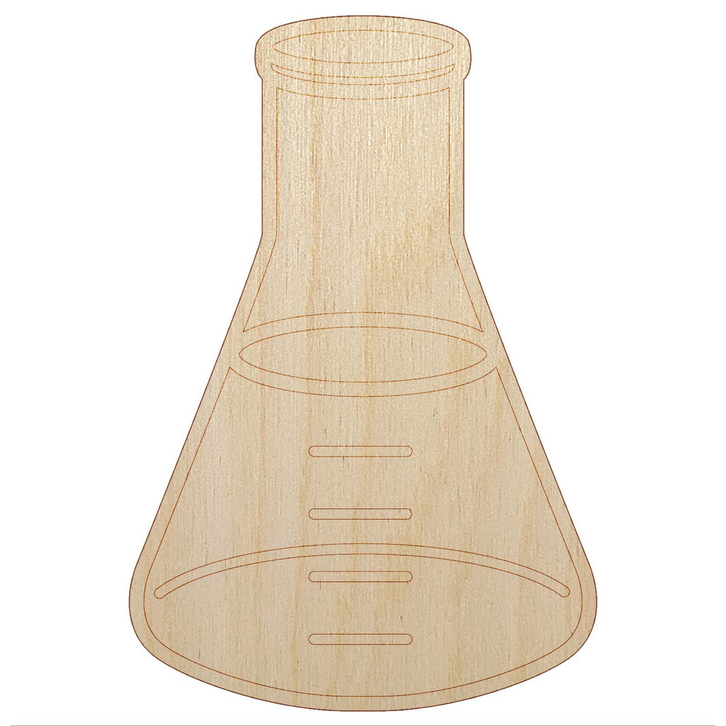 Glass Erlenmeyer Flask Chemistry Science Unfinished Wood Shape Piece Cutout for DIY Craft Projects