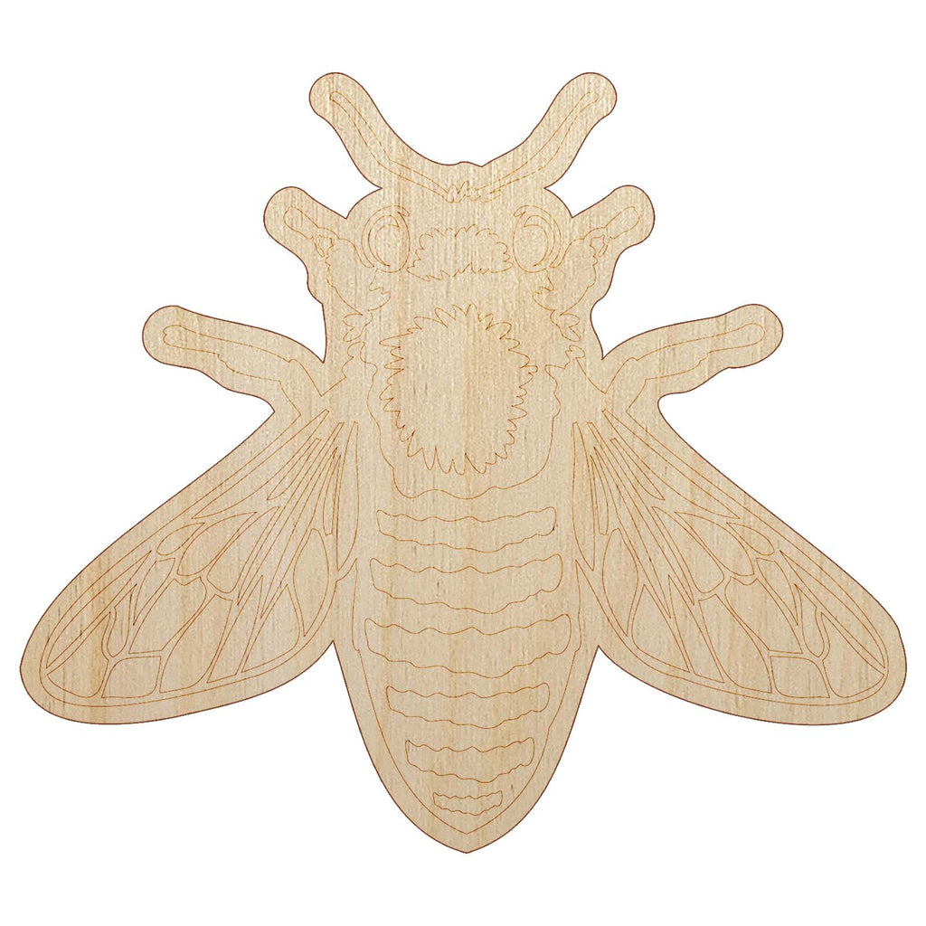 Realistic Fuzzy Honey Bee Unfinished Wood Shape Piece Cutout for DIY Craft Projects