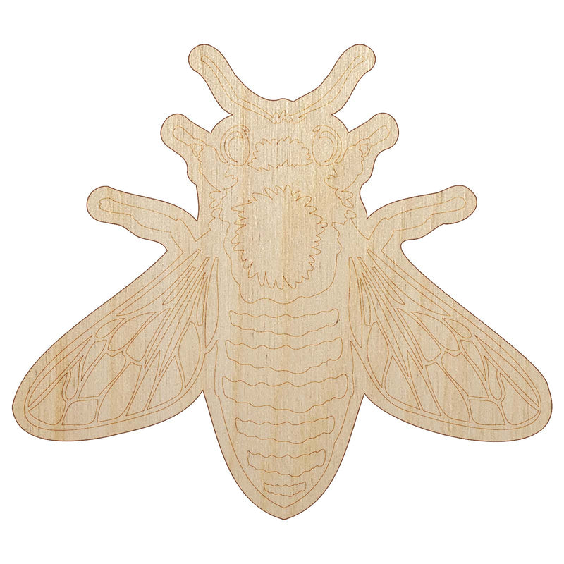 Realistic Fuzzy Honey Bee Unfinished Wood Shape Piece Cutout for DIY Craft Projects