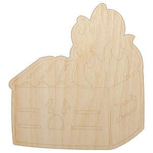 Sad Dumpster Fire Unfinished Wood Shape Piece Cutout for DIY Craft Projects