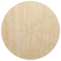 Viking Vegvisir Norse Protection Rune Unfinished Wood Shape Piece Cutout for DIY Craft Projects