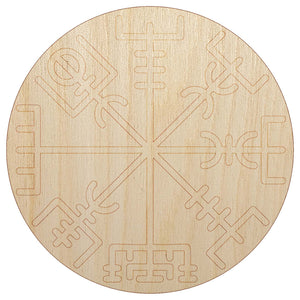 Viking Vegvisir Norse Protection Rune Unfinished Wood Shape Piece Cutout for DIY Craft Projects