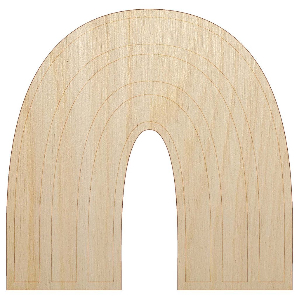 Exaggerated Fun Rainbow Unfinished Wood Shape Piece Cutout for DIY Craft Projects