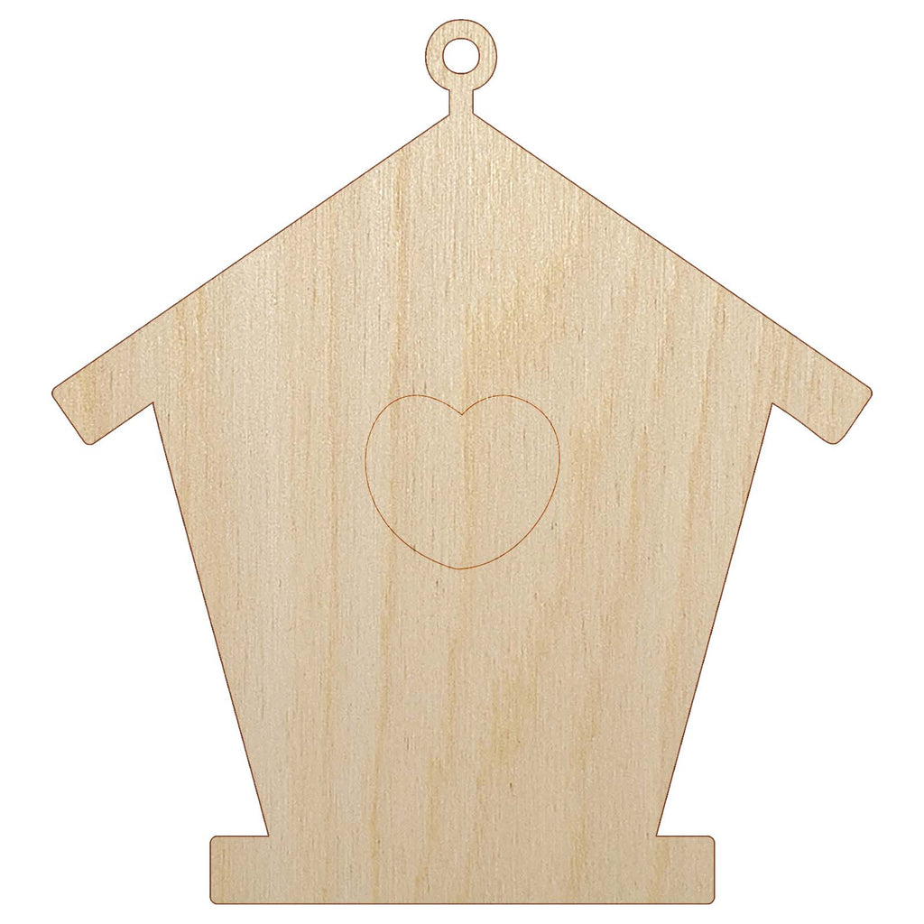 Birdhouse Silhouette with Heart Unfinished Wood Shape Piece Cutout for DIY Craft Projects