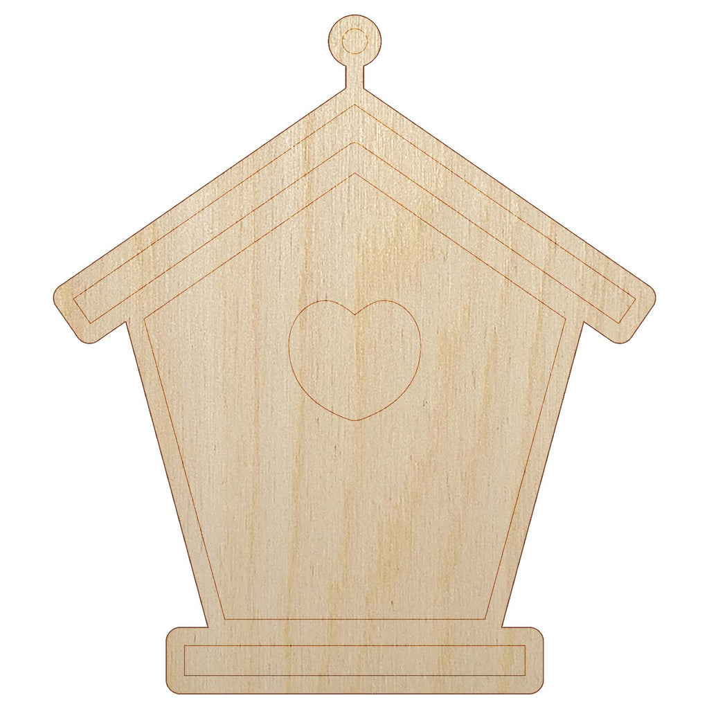 Sweet Birdhouse with Heart Unfinished Wood Shape Piece Cutout for DIY Craft Projects