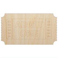 Classic Admit One Movie Raffle Ticket Unfinished Wood Shape Piece Cutout for DIY Craft Projects