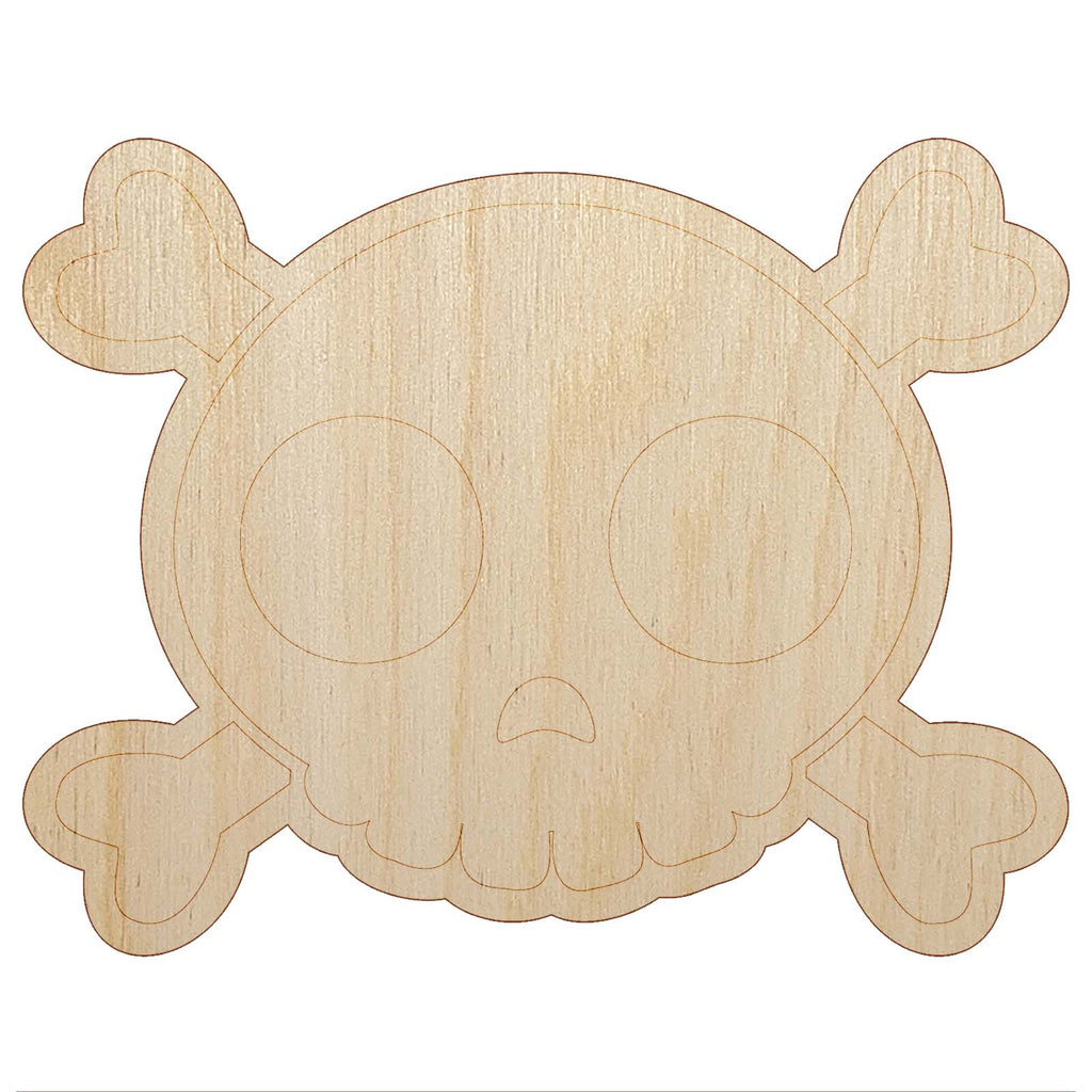 Cute Simple Skull and Crossbones Unfinished Wood Shape Piece Cutout for DIY Craft Projects