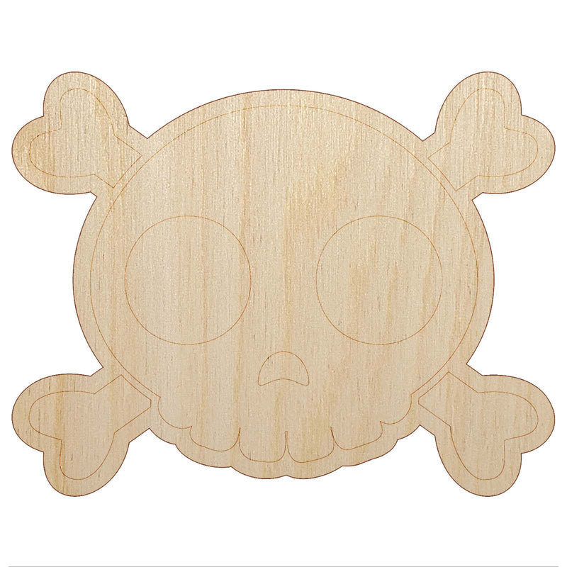 Cute Simple Skull and Crossbones Unfinished Wood Shape Piece Cutout for DIY  Craft Projects