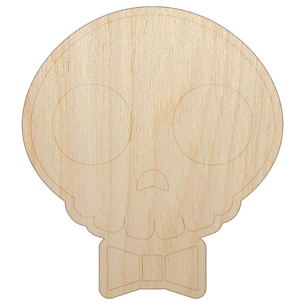 Dapper Skull with Bowtie Unfinished Wood Shape Piece Cutout for DIY Craft Projects