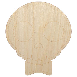 Dapper Skull with Bowtie Unfinished Wood Shape Piece Cutout for DIY Craft Projects