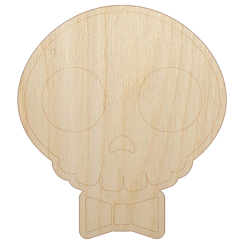 Dapper Skull with Bowtie Unfinished Wood Shape Piece Cutout for DIY Craft Projects