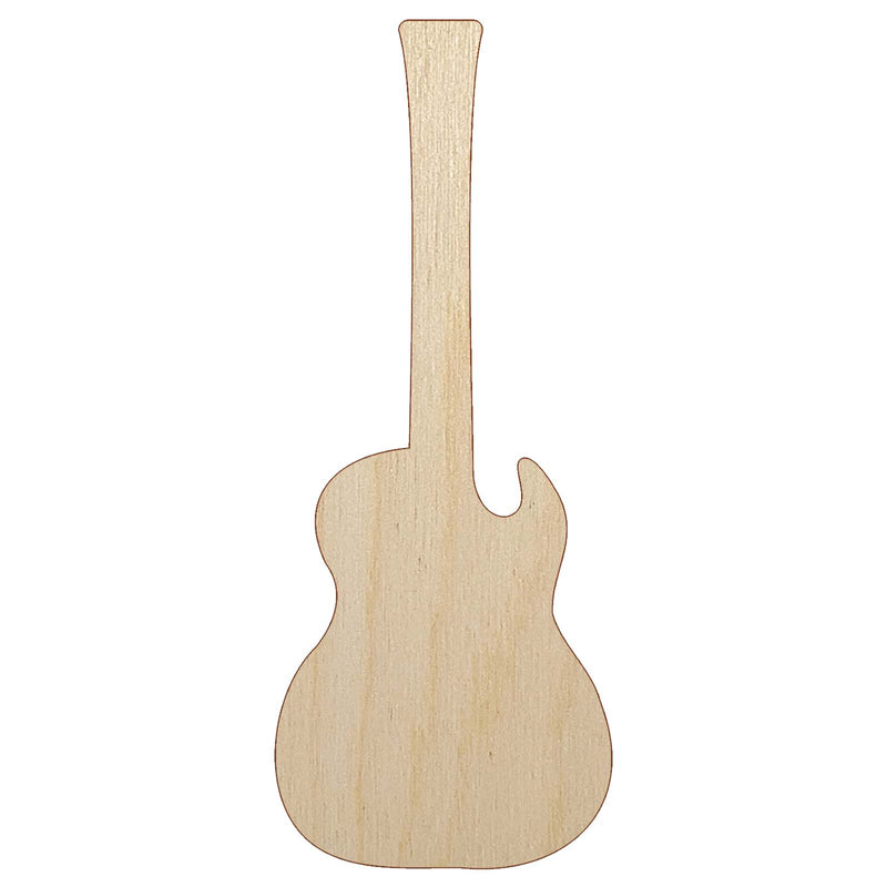 Electric Guitar Silhouette Unfinished Wood Shape Piece Cutout for DIY Craft Projects
