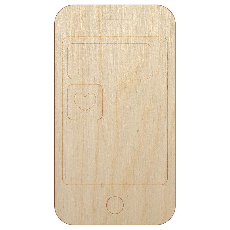 Mobile Tablet Phone Heart Text Message Unfinished Wood Shape Piece Cutout for DIY Craft Projects