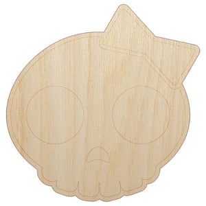 Sassy Skull with Hairbow Unfinished Wood Shape Piece Cutout for DIY Craft Projects