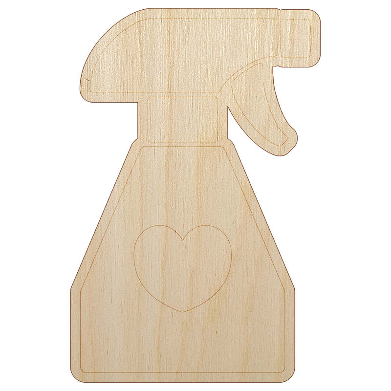 Spray Bottle Silhouette with Heart Unfinished Wood Shape Piece Cutout for DIY Craft Projects