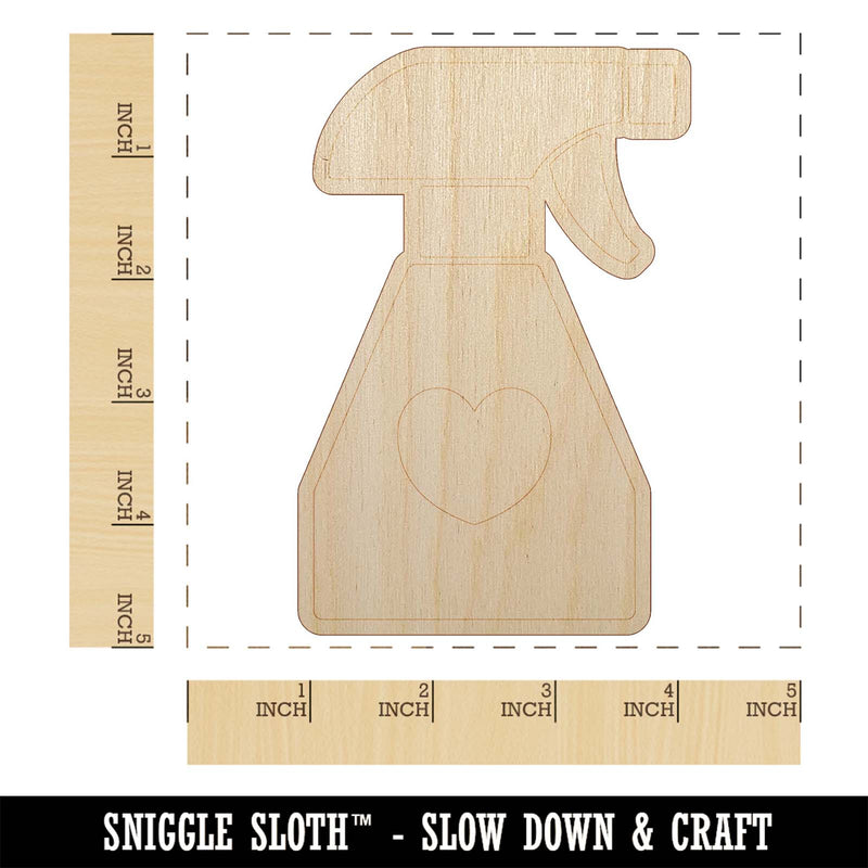 Spray Bottle Silhouette with Heart Unfinished Wood Shape Piece Cutout for DIY Craft Projects