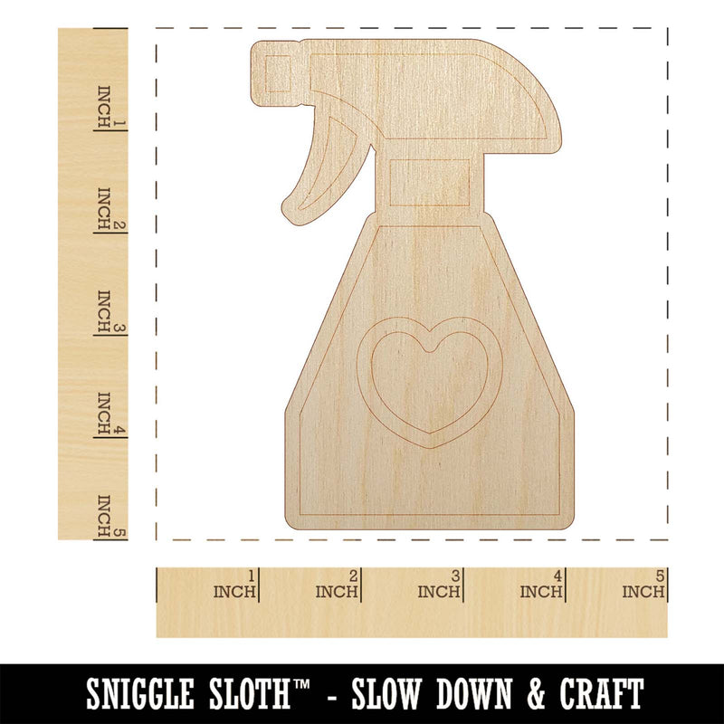 Spray Bottle with Heart Unfinished Wood Shape Piece Cutout for DIY Craft Projects