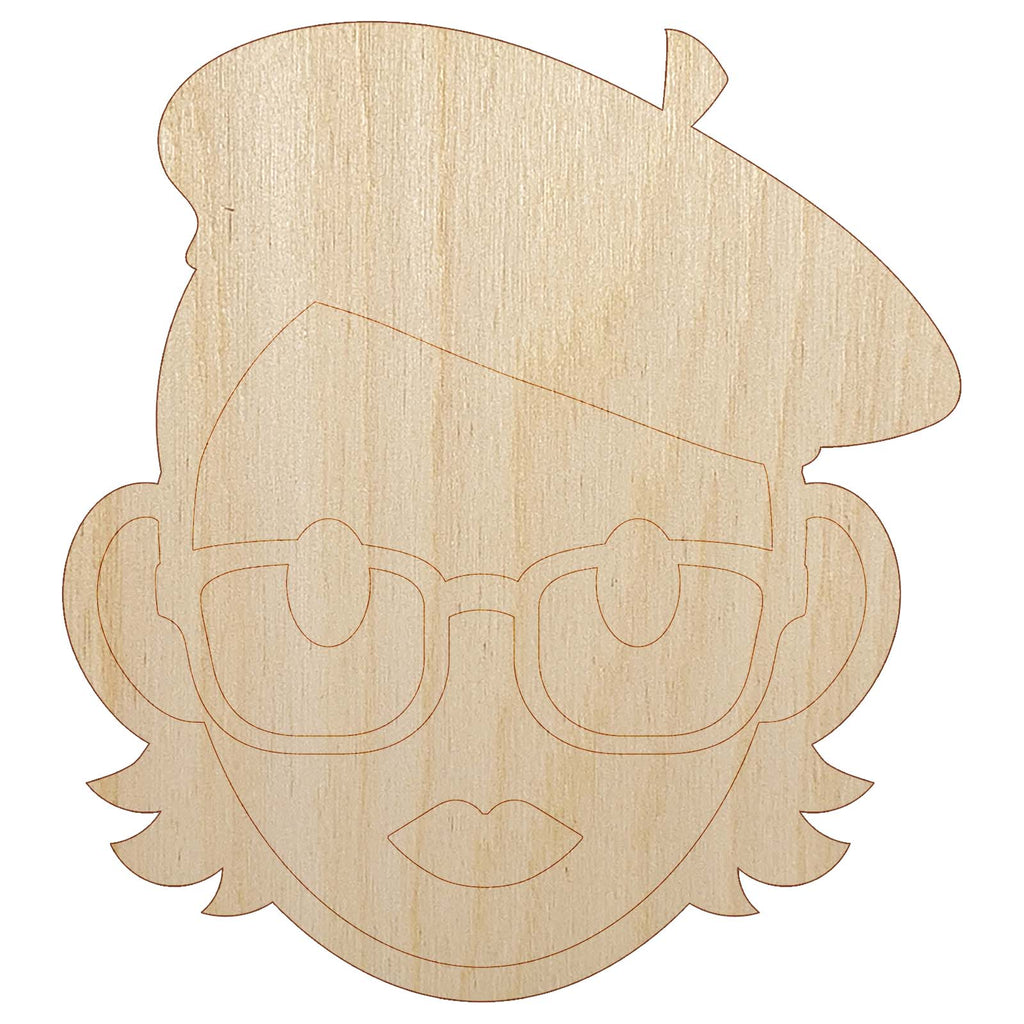 Artist Woman Icon Unfinished Wood Shape Piece Cutout for DIY Craft Projects