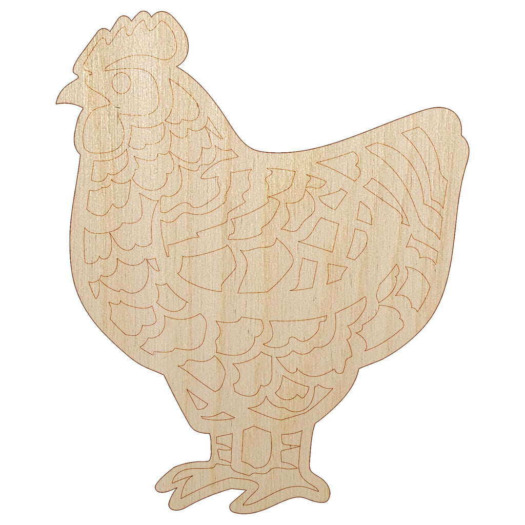 Barred Plymouth Rock Chicken Unfinished Wood Shape Piece Cutout for DIY Craft Projects