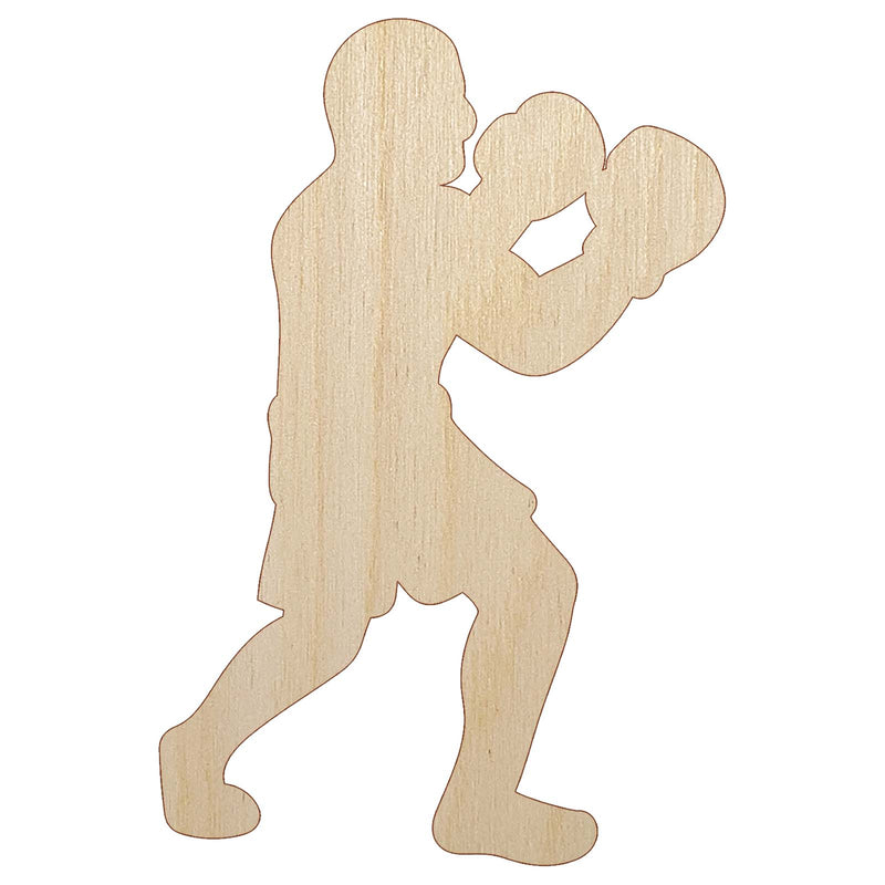 Boxer Boxing Fighting Pose Unfinished Wood Shape Piece Cutout for DIY Craft Projects