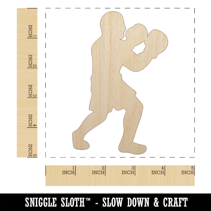 Boxer Boxing Fighting Pose Unfinished Wood Shape Piece Cutout for DIY Craft Projects