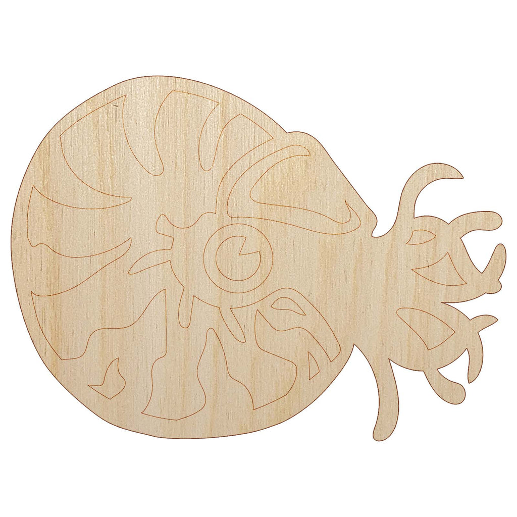 Charming Chambered Nautilus Sea Ocean Creature Unfinished Wood Shape Piece Cutout for DIY Craft Projects