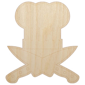 Chef Knife and Hat for Cooking Unfinished Wood Shape Piece Cutout for DIY Craft Projects