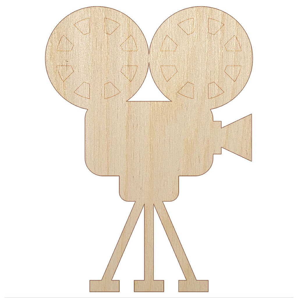 Film Movie Camera Unfinished Wood Shape Piece Cutout for DIY Craft Projects