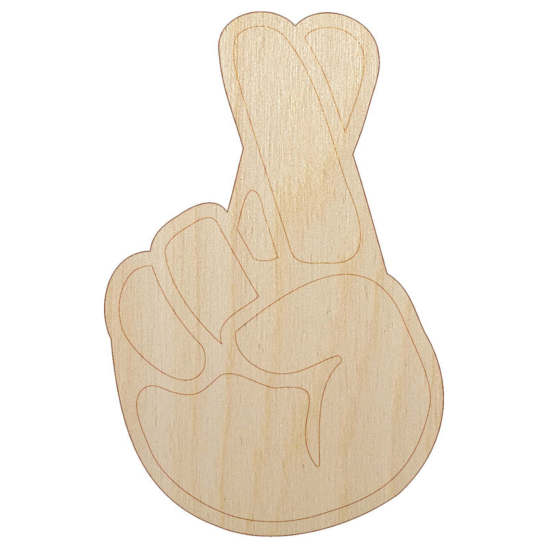 Fingers Crossed Promise Hand Gesture Unfinished Wood Shape Piece Cutout for DIY Craft Projects