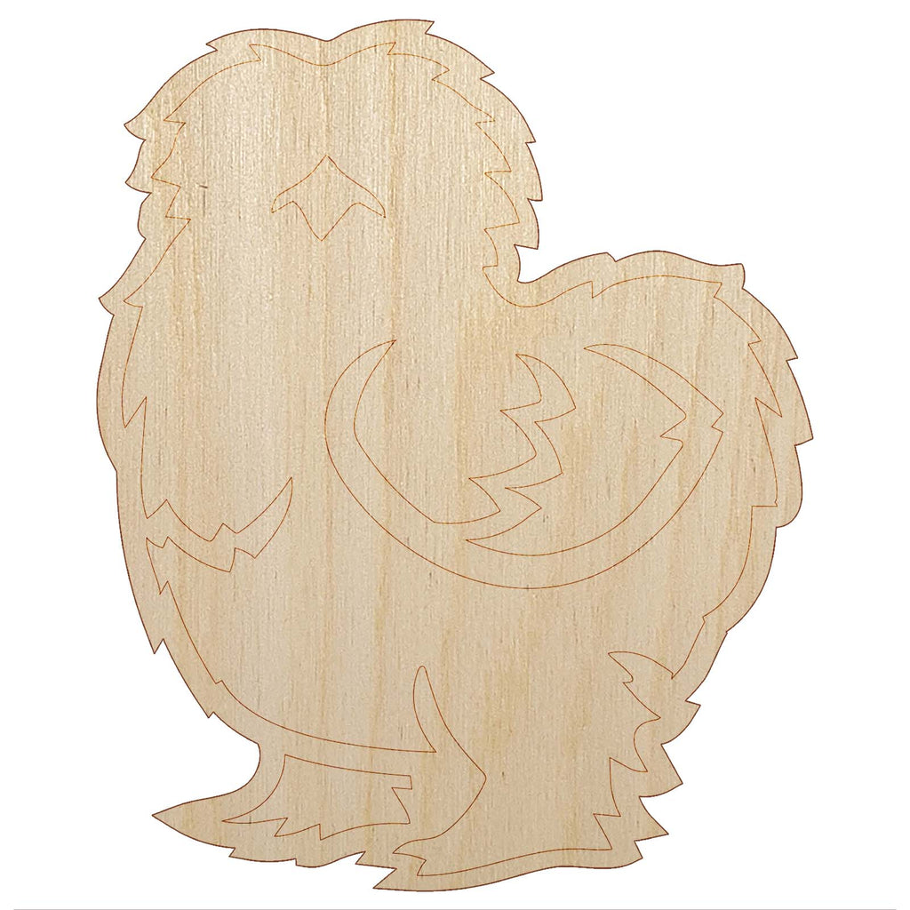 Fluffy Silkie Chicken Unfinished Wood Shape Piece Cutout for DIY Craft Projects