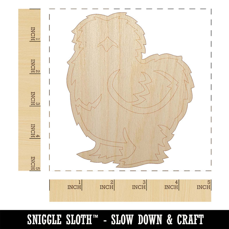 Fluffy Silkie Chicken Unfinished Wood Shape Piece Cutout for DIY Craft Projects