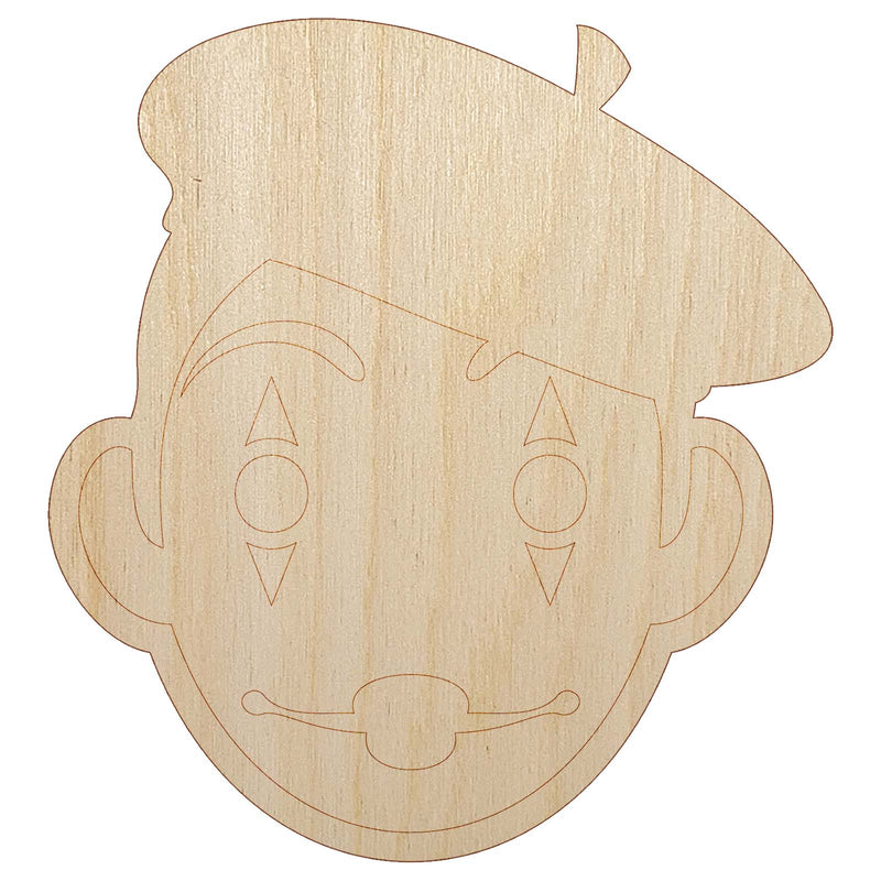 French Mime with Beret Unfinished Wood Shape Piece Cutout for DIY Craft Projects