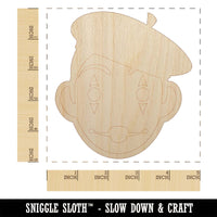 French Mime with Beret Unfinished Wood Shape Piece Cutout for DIY Craft Projects