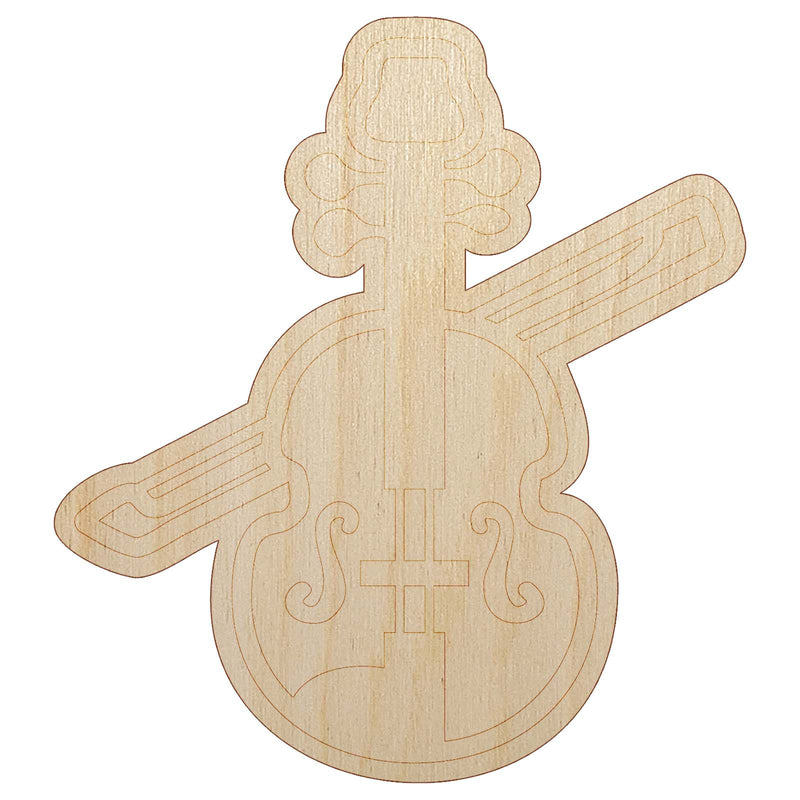 Fun Violin with Bow Icon Unfinished Wood Shape Piece Cutout for DIY Craft Projects