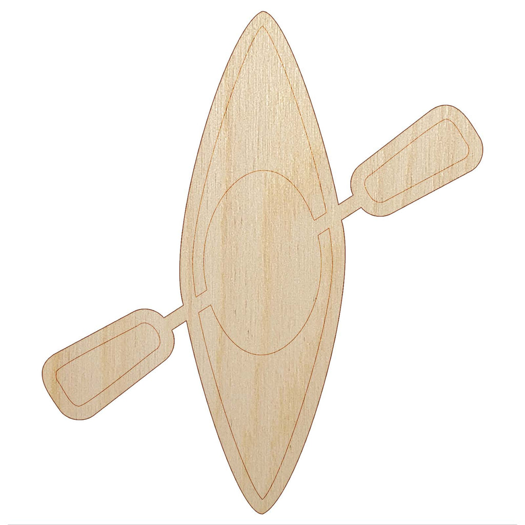 Kayak with Paddle Icon Unfinished Wood Shape Piece Cutout for DIY Craft Projects