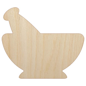 Mortar and Pestle Pharmacy Alchemy Icon Unfinished Wood Shape Piece Cutout for DIY Craft Projects