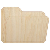 Open Empty Folder Icon Unfinished Wood Shape Piece Cutout for DIY Craft Projects
