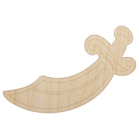 Scimitar Curved Pirate Sword Unfinished Wood Shape Piece Cutout for DIY Craft Projects