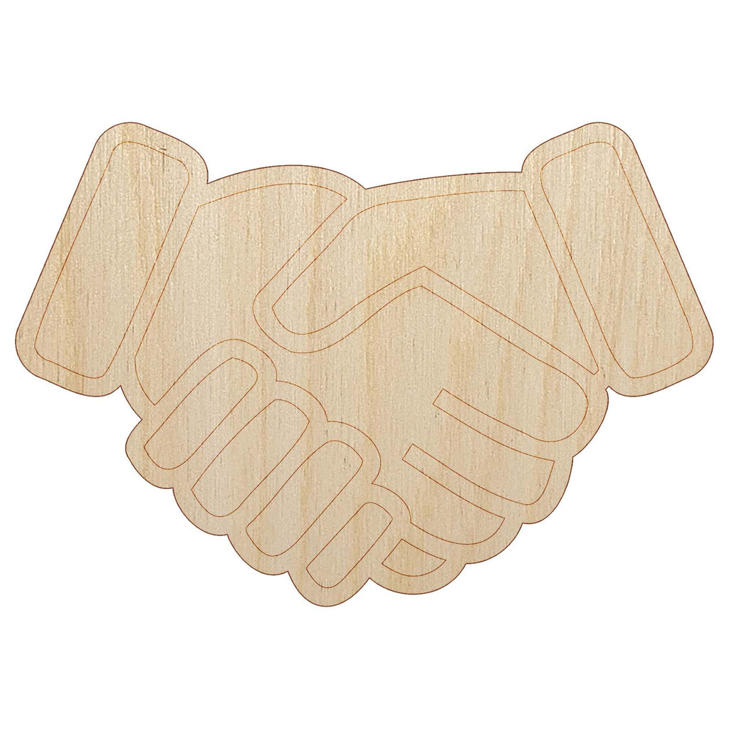 Shaking Hands Agreement Icon Unfinished Wood Shape Piece Cutout for DIY Craft Projects