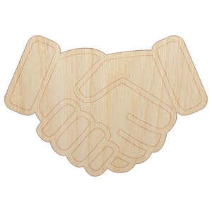 Shaking Hands Agreement Icon Unfinished Wood Shape Piece Cutout for DIY Craft Projects