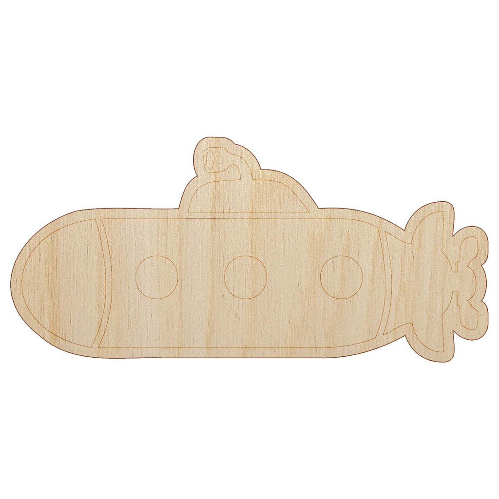 Submarine with Periscope Underwater Vehicle Unfinished Wood Shape Piece Cutout for DIY Craft Projects