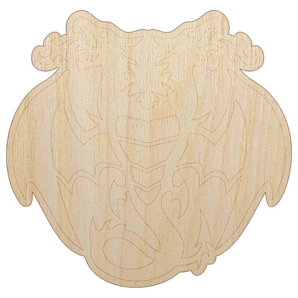 Two Headed Dragon Drake Wyvern Unfinished Wood Shape Piece Cutout for DIY Craft Projects