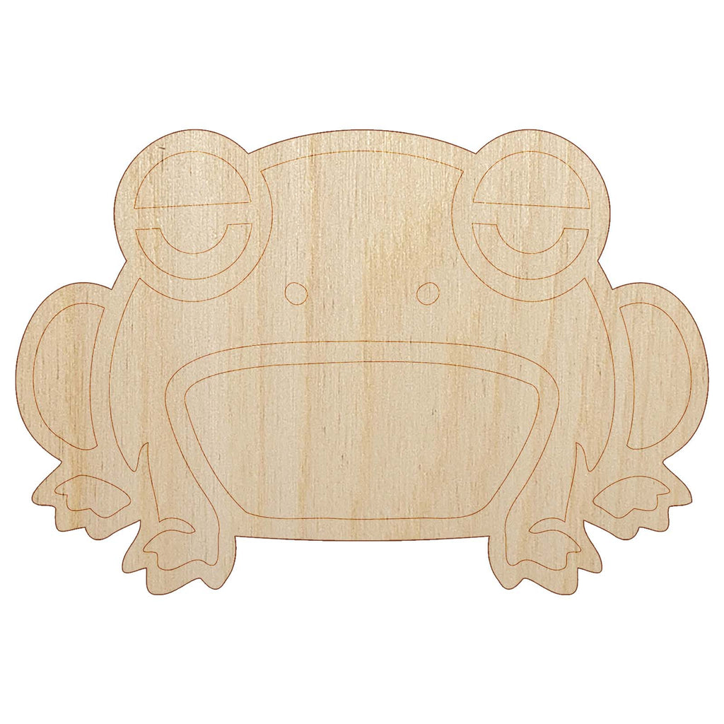 Unamused and Grumpy Frog Unfinished Wood Shape Piece Cutout for DIY Craft Projects