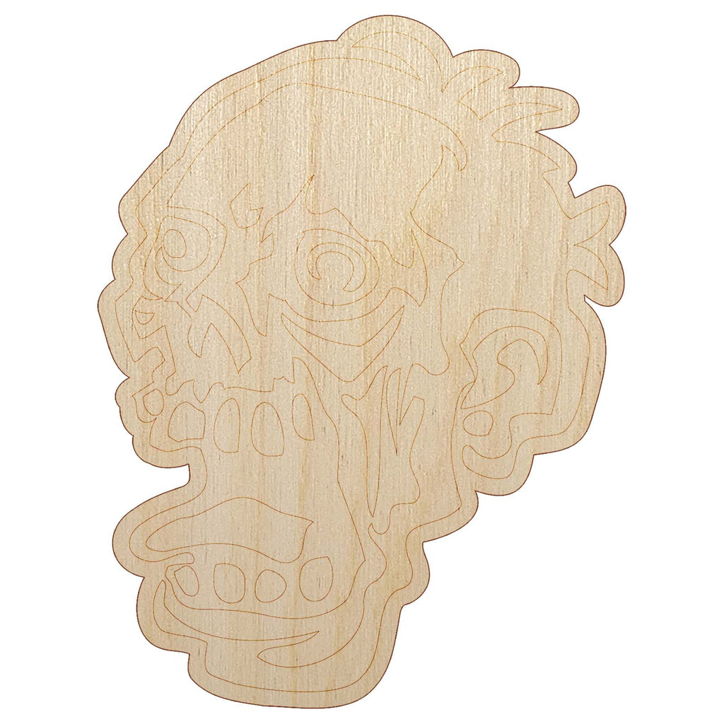 Zombie Undead Creepy Head Unfinished Wood Shape Piece Cutout for DIY Craft Projects