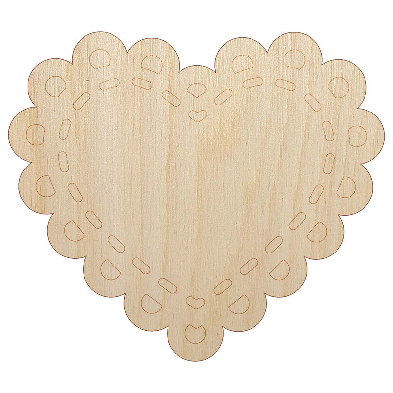 Fancy Heart Doily Love Valentine's Day Unfinished Wood Shape Piece Cutout for DIY Craft Projects
