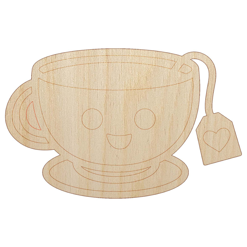 Kawaii Cute Cup of Tea Unfinished Wood Shape Piece Cutout for DIY Craft Projects