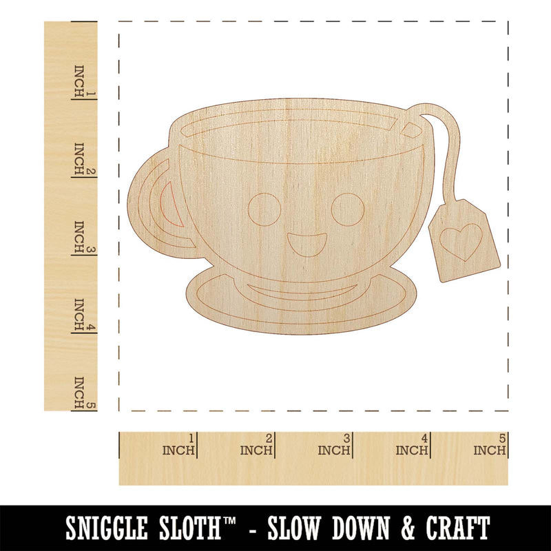 Kawaii Cute Cup of Tea Unfinished Wood Shape Piece Cutout for DIY Craft Projects