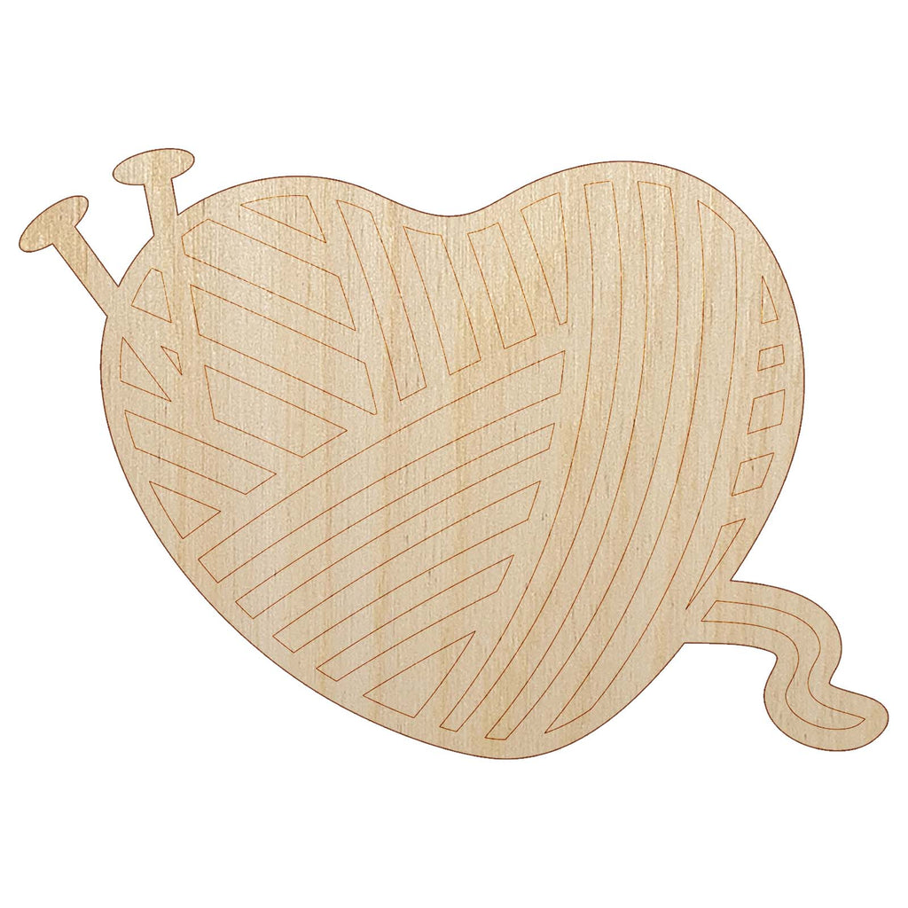 Yarn Heart Knitting Unfinished Wood Shape Piece Cutout for DIY Craft Projects